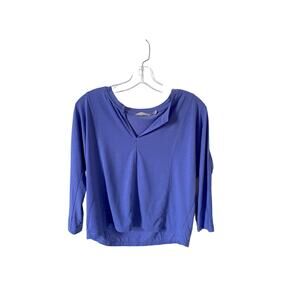 Athleta Oversized Quick Dry V-Neck Three Quarter Sleeve Workout Top Purple XXS